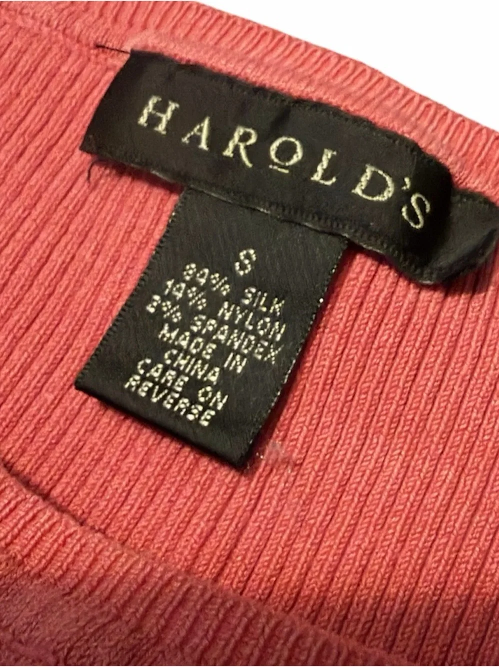 Harold's Vintage Coral Ribbed Square-Neck Tank Size Small - Picture 3 of 3